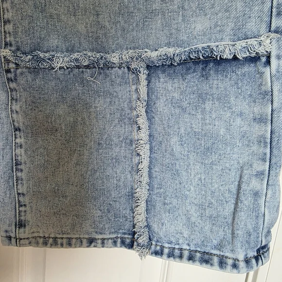 Patchwork Panelled Frayed Seam Wide Leg High Rise Jeans Size 31 - Picture 15 of 17